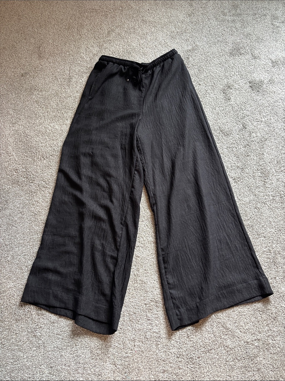 Black Wide-Leg Women's Pants - Picture 1 of 4